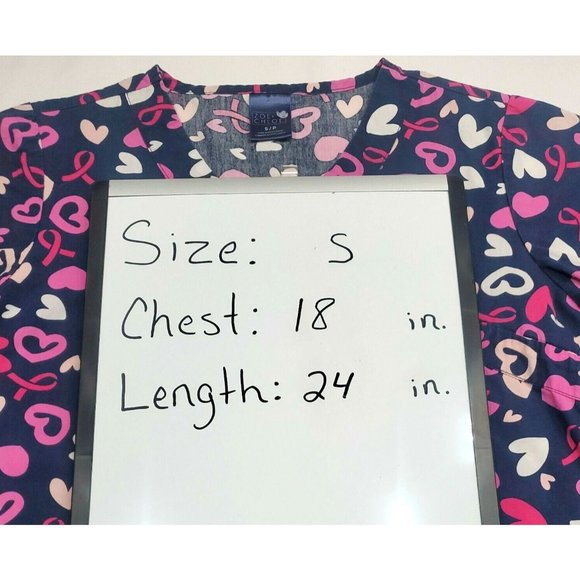 Zoe & Chloe Small Navy Blue W/ Pink Hearts And Ribbons - Picture 2 of 7